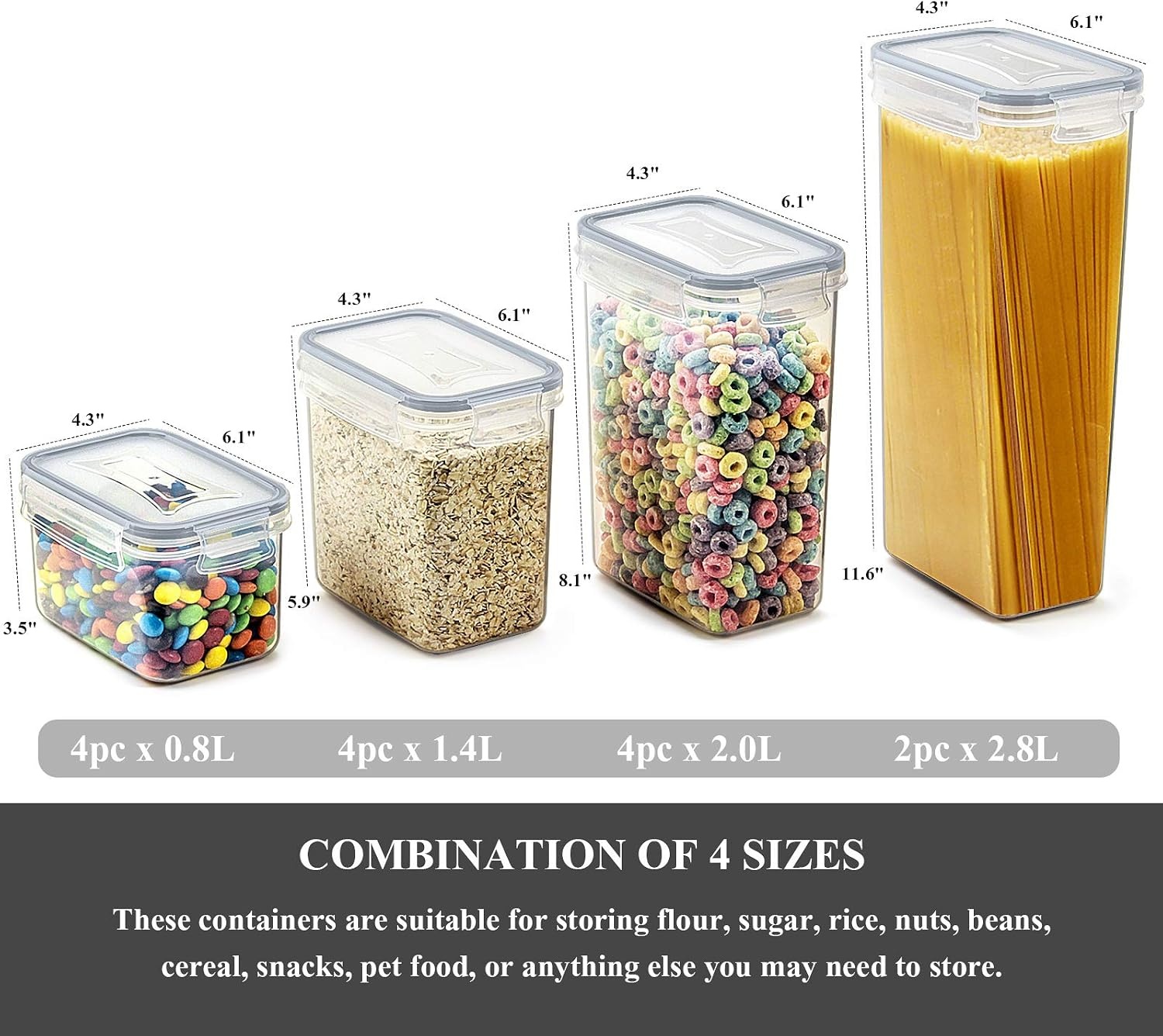 image:imageWildone Airtight Food Storage Containers with Lids 14PC Plastic Kitchen Storage Containers for Pantry Organization and Storage Cereal Flour and Sugar Containers Include 20 Labels amp PenGrey