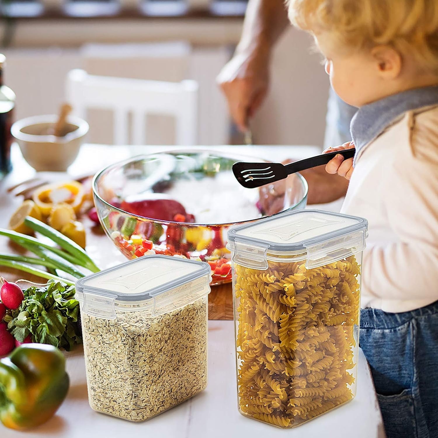 image:imageWildone Airtight Food Storage Containers with Lids 14PC Plastic Kitchen Storage Containers for Pantry Organization and Storage Cereal Flour and Sugar Containers Include 20 Labels amp PenGrey