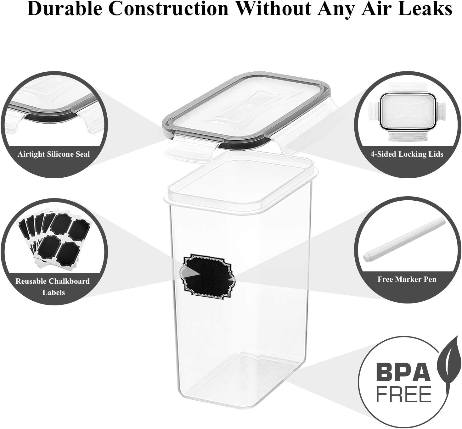 image:imageWildone Airtight Food Storage Containers with Lids 14PC Plastic Kitchen Storage Containers for Pantry Organization and Storage Cereal Flour and Sugar Containers Include 20 Labels amp PenBlack