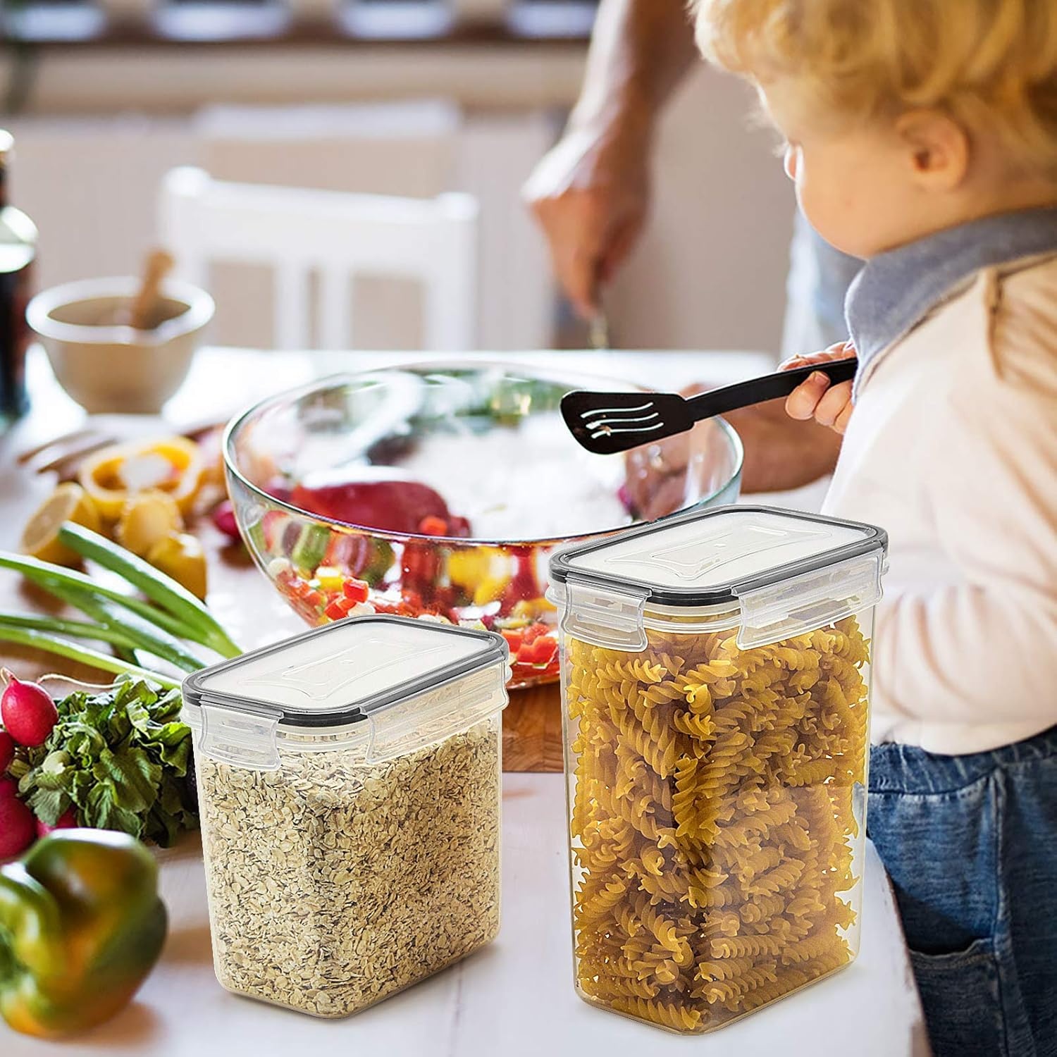 image:imageWildone Airtight Food Storage Containers with Lids 14PC Plastic Kitchen Storage Containers for Pantry Organization and Storage Cereal Flour and Sugar Containers Include 20 Labels amp PenBlack