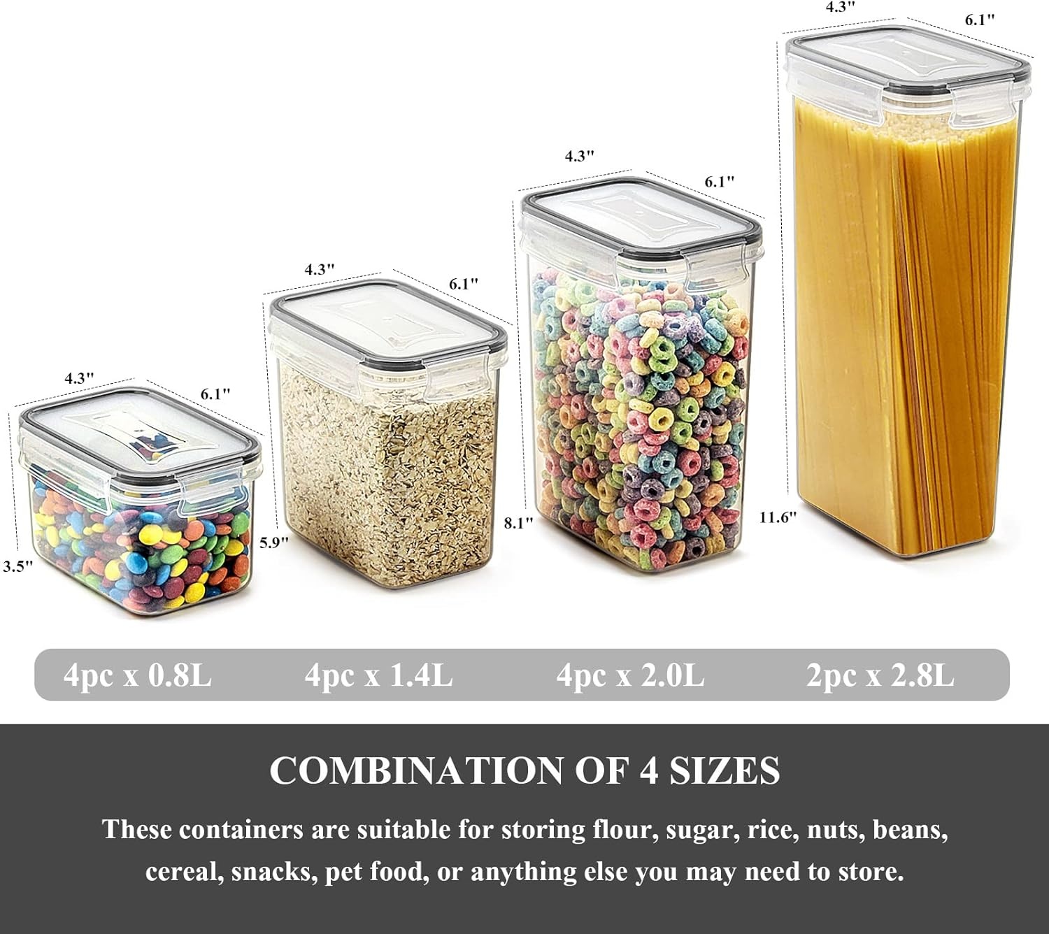 image:imageWildone Airtight Food Storage Containers with Lids 14PC Plastic Kitchen Storage Containers for Pantry Organization and Storage Cereal Flour and Sugar Containers Include 20 Labels amp PenBlack