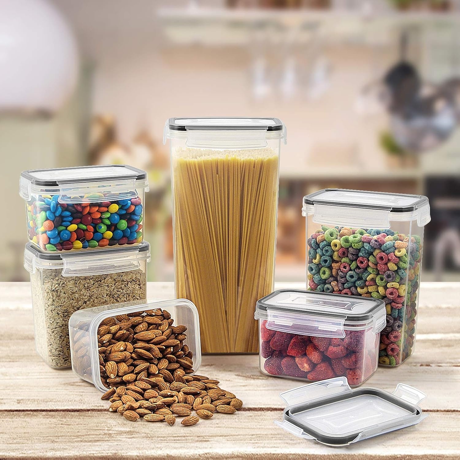 image:imageWildone Airtight Food Storage Containers with Lids 14PC Plastic Kitchen Storage Containers for Pantry Organization and Storage Cereal Flour and Sugar Containers Include 20 Labels amp PenBlack