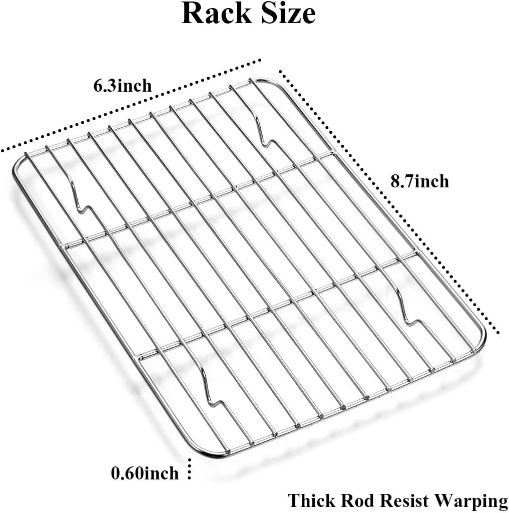 image:imageWildone Baking Sheet with Rack Set 2 Sheets 2 Racks Stainless Steel Cookie Pan baking Tray with Cooling Rack Size 10 x 8 x 1 Inch Non Toxic amp Heavy Duty amp Easy Clean9 x 7 x 1 inch