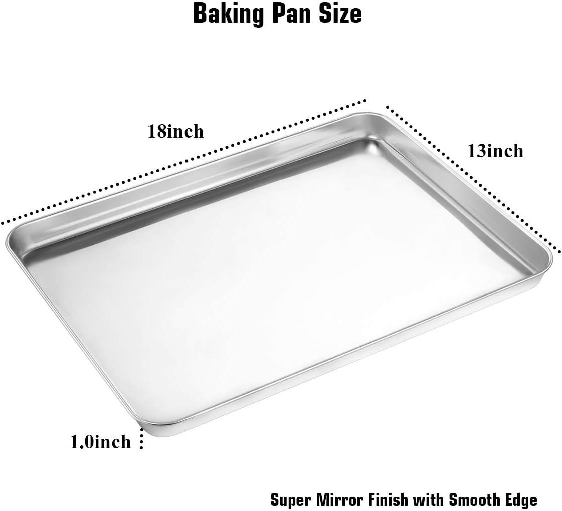 image:imageWildone Baking Sheet with Rack Set 2 Sheets 2 Racks Stainless Steel Cookie Pan baking Tray with Cooling Rack Size 10 x 8 x 1 Inch Non Toxic amp Heavy Duty amp Easy Clean173 x 122 x 1 inch