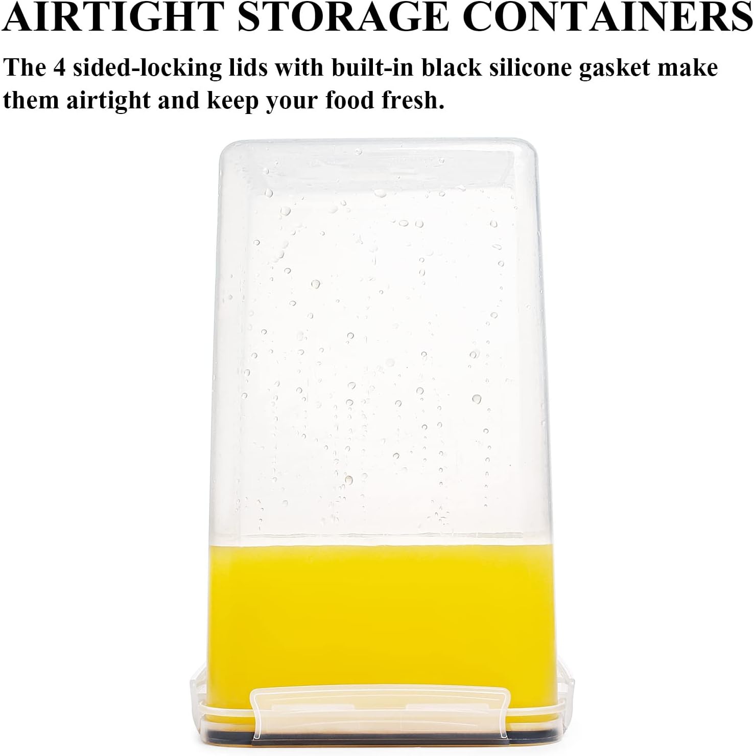 image:imageWildone Large Food Storage Containers 52L 175oz 4 Piece BPA Free Plastic Airtight Food Storage Containers for Flour Sugar Baking Supplies Kitchen amp Pantry Containers with 20 LabelsBlack