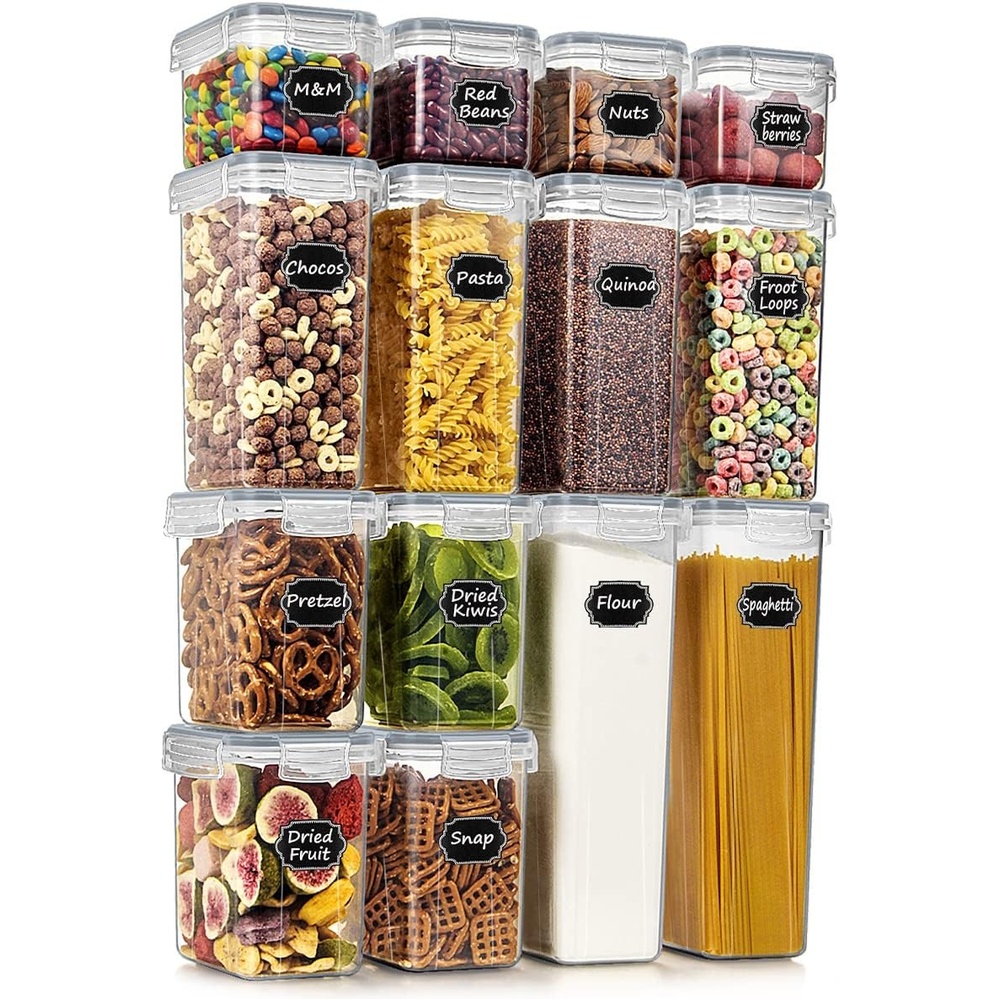 image:imageWildone Airtight Food Storage Containers with Lids 14PC Plastic Kitchen Storage Containers for Pantry Organization and Storage Cereal Flour and Sugar Containers Include 20 Labels amp PenGrey