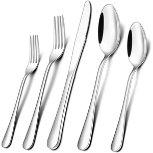 image:image40Piece Silverware Set Wildone Stainless Steel Flatware Set Service for 8 Include KnifeForkSpoon Mirror Polished Dishwasher SafeSilver