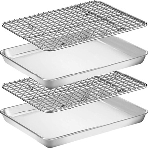 image:imageBaking Sheet with Rack Set 2 Pans  2 Racks Wildone Stainless Steel Cookie Sheet Baking Pan Tray with Cooling Rack Size 9 x 7 x 1 Inch Non Toxic amp Heavy Duty amp Easy Clean12 x 10 x 1 inch