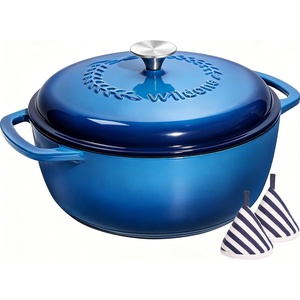 image:imageEnameled Cast Iron Dutch Oven Pot with Lid  Wildone 6QT Dutch Oven for Bread Baking Braising Stews Roasting Across All Cooktops Oven Safe up to 500 F Cream WhiteBlue