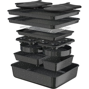 image:imageWildone 13Piece Baking Pans Set Nonstick  Stackable Bakeware Sets Including Cookie Sheets for Baking Rack Muffin Pan Cake pan Loaf Pan Roasting Pan Heavy Duty amp Easy Clean PlumBlack