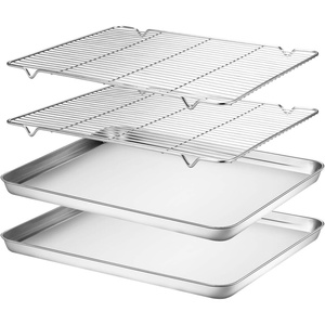 image:imageWildone Baking Sheet with Rack Set 2 Sheets  2 Racks Stainless Steel Cookie Pan baking Tray with Cooling Rack Size 10 x 8 x 1 Inch Non Toxic amp Heavy Duty amp Easy Clean173 x 122 x 1 inch
