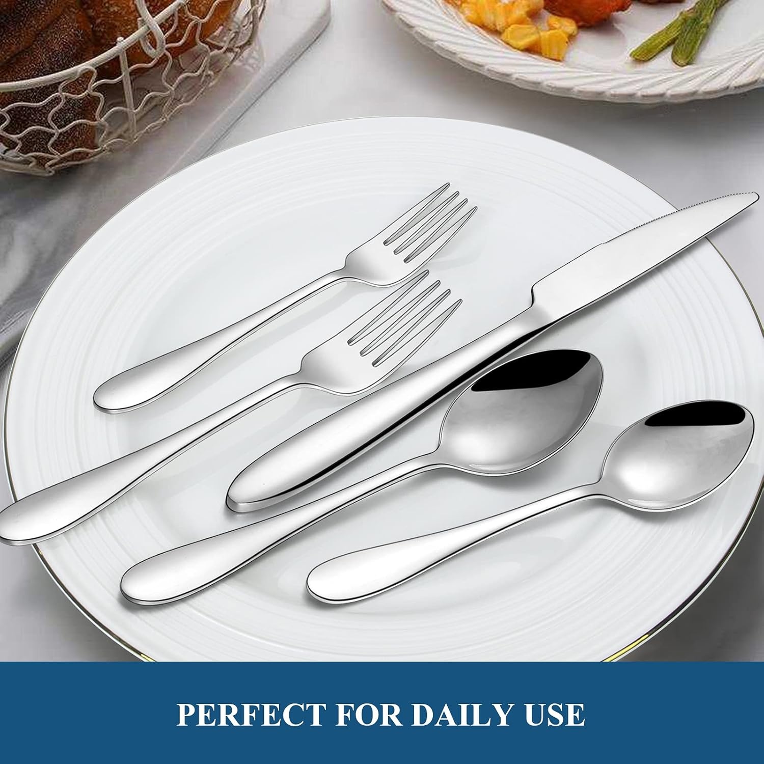 image:image20Piece Silverware Set Wildone Stainless Steel Flatware Set Service for 4 Tableware Cutlery Set for Home Kitchen Hotel Restaurant Mirror Polished Dishwasher Safe40 Piece
