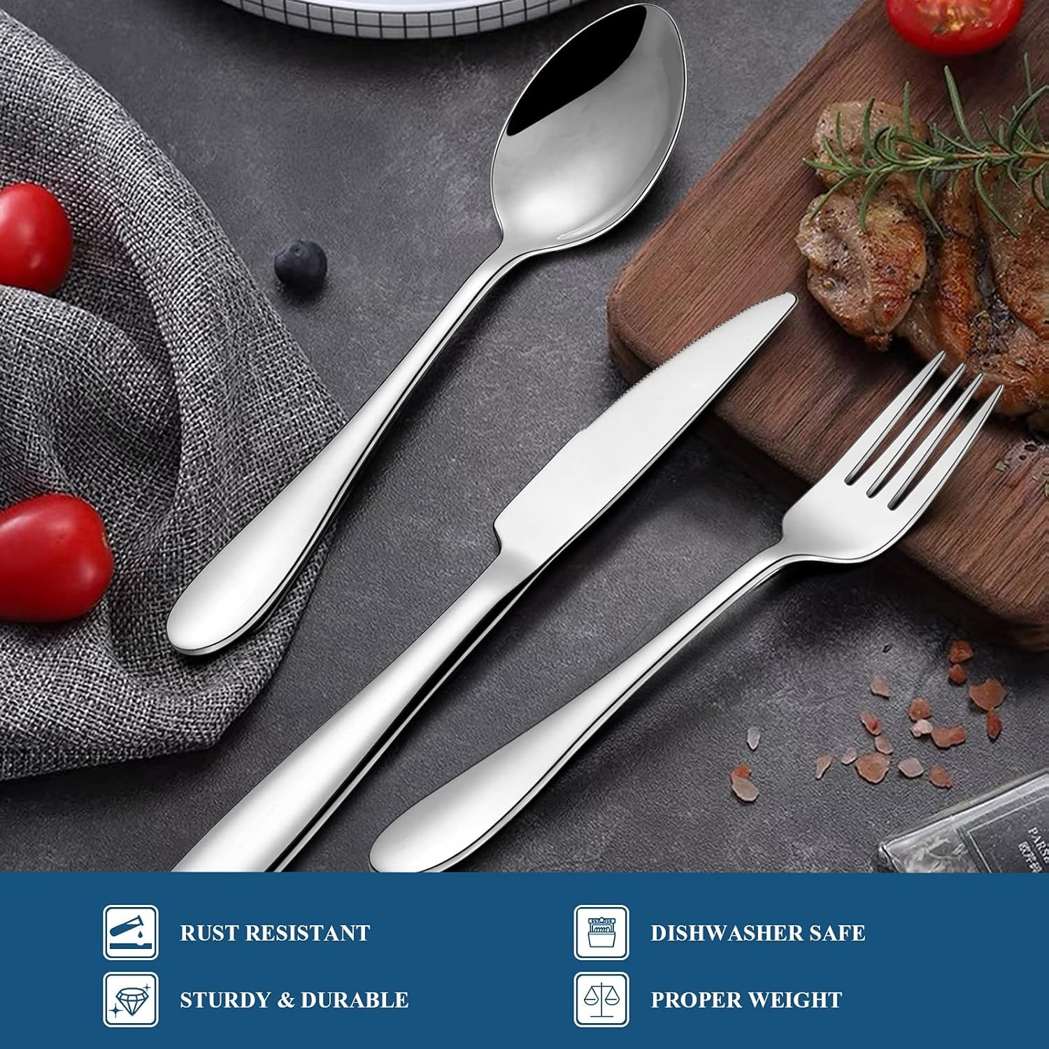 image:image20Piece Silverware Set Wildone Stainless Steel Flatware Set Service for 4 Tableware Cutlery Set for Home Kitchen Hotel Restaurant Mirror Polished Dishwasher Safe20 Piece