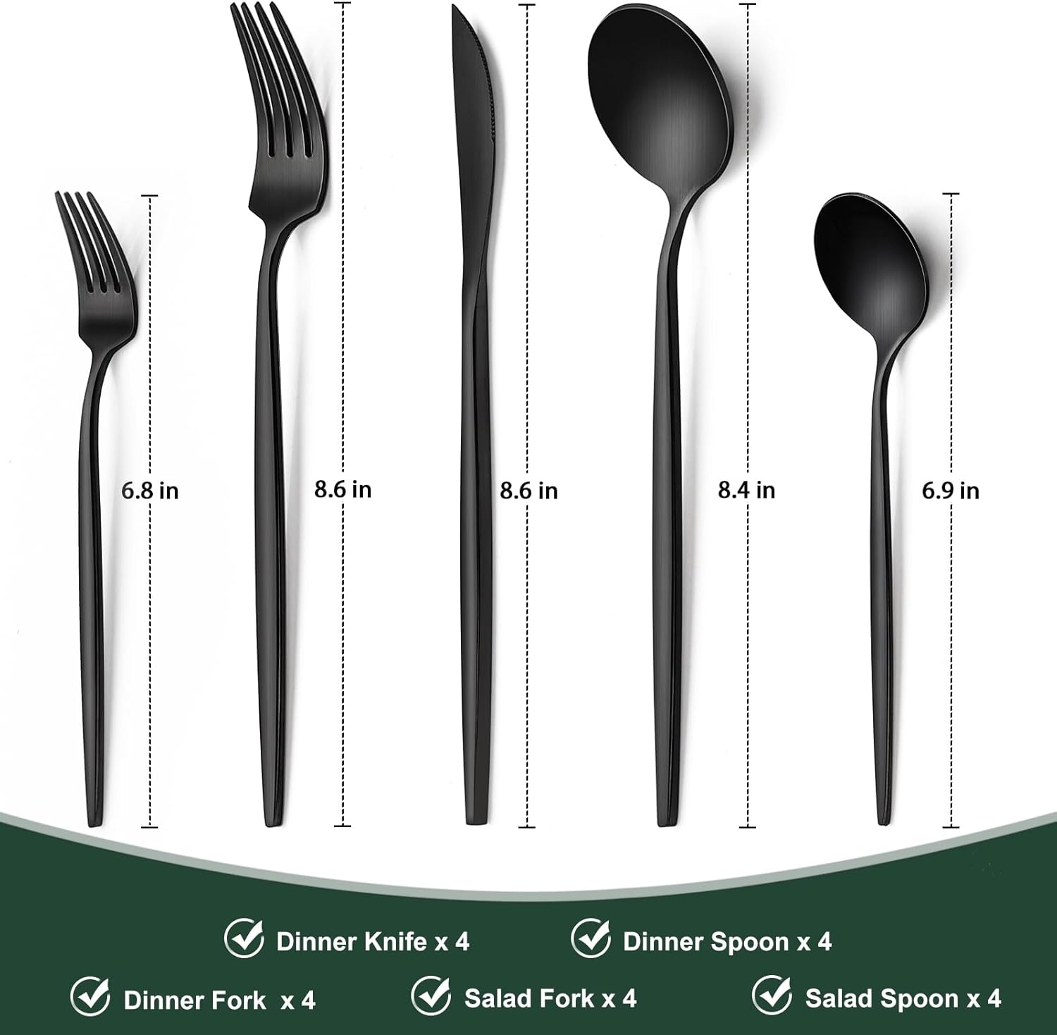 image:imageMatte Black Silverware Set 30 Piece Wildone Stainless Steel Flatware Set Service for 6 Cutlery Utensil Sets for Home Restaurant Include Knife Fork Spoon Set Dishwasher SafeBlack