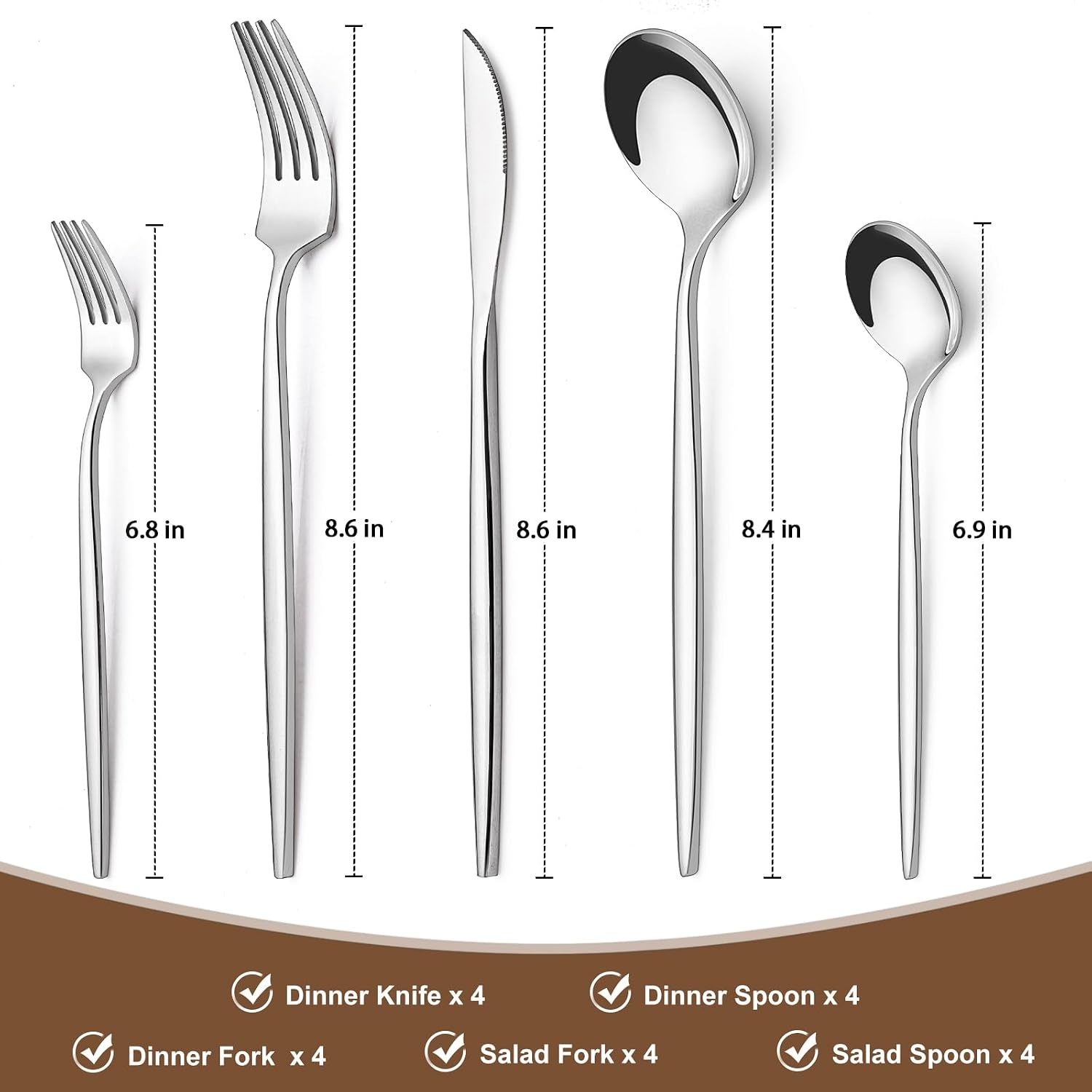 image:imageMatte Black Silverware Set 30 Piece Wildone Stainless Steel Flatware Set Service for 6 Cutlery Utensil Sets for Home Restaurant Include Knife Fork Spoon Set Dishwasher SafeSilver