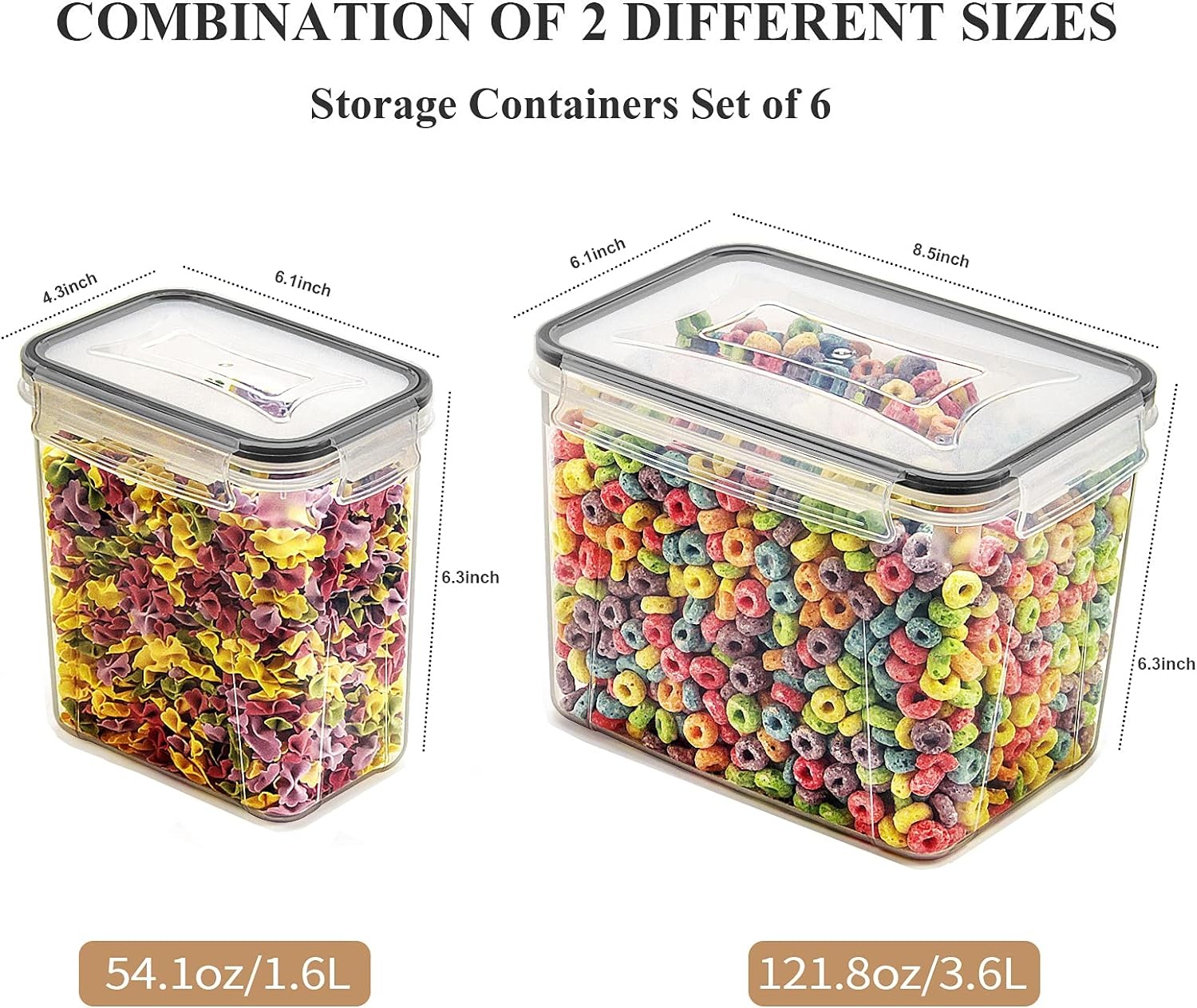 image:imageWildone Airtight Food Storage Containers Cereal amp Dry Food Storage Container Set of 6Black Lid Leakproof amp BPA Free With 1 Measuring Cup amp 20 Chalkboard Labels amp 1 Chalk MarkerBlack