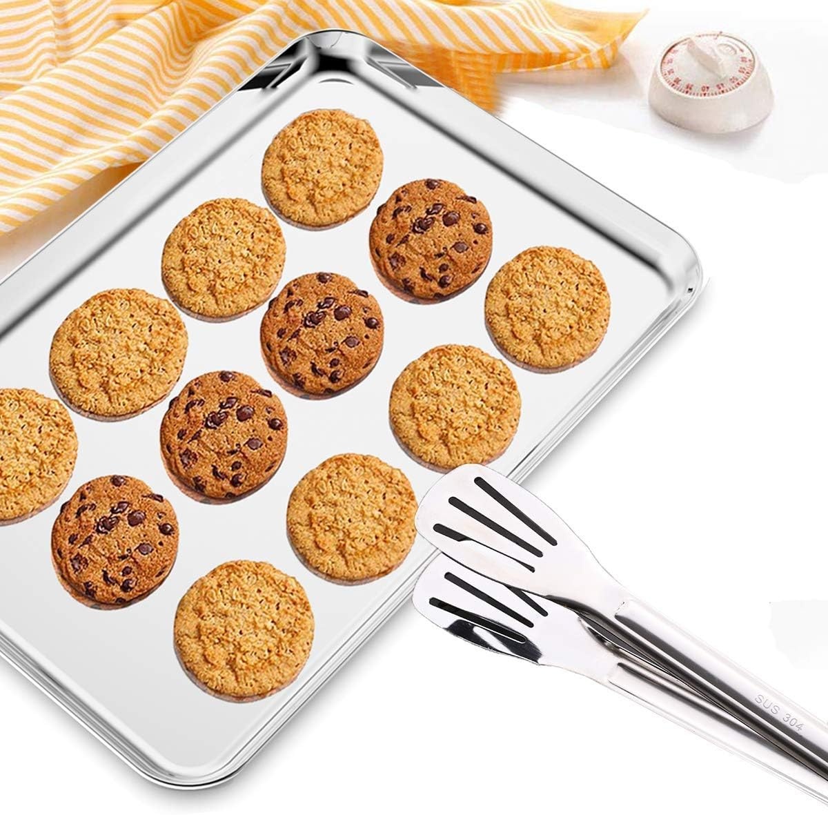 image:imageWildone Baking Sheet Set of 2 Stainless Steel Cookie Sheet Baking Pan Size 16 x 12 x 1 inch Non Toxic amp Heavy Duty amp Mirror Finish amp Rust Free amp Easy Clean20 Inch