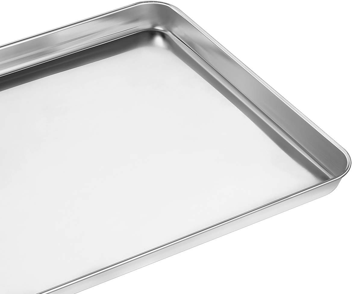 image:imageWildone Baking Sheet Set of 2 Stainless Steel Cookie Sheet Baking Pan Size 16 x 12 x 1 inch Non Toxic amp Heavy Duty amp Mirror Finish amp Rust Free amp Easy Clean16 Inch