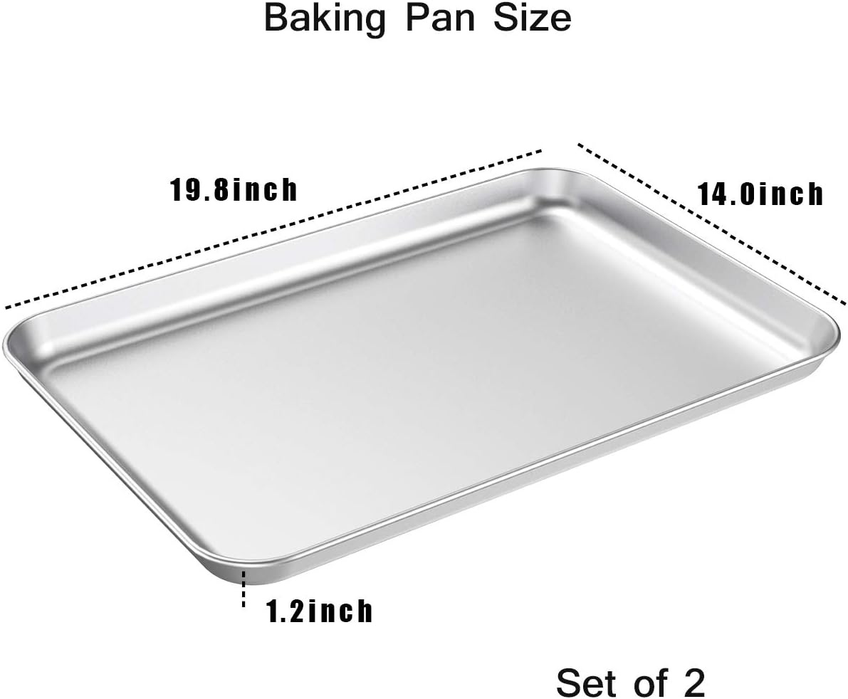 image:imageWildone Baking Sheet Set of 2 Stainless Steel Cookie Sheet Baking Pan Size 16 x 12 x 1 inch Non Toxic amp Heavy Duty amp Mirror Finish amp Rust Free amp Easy Clean20 Inch