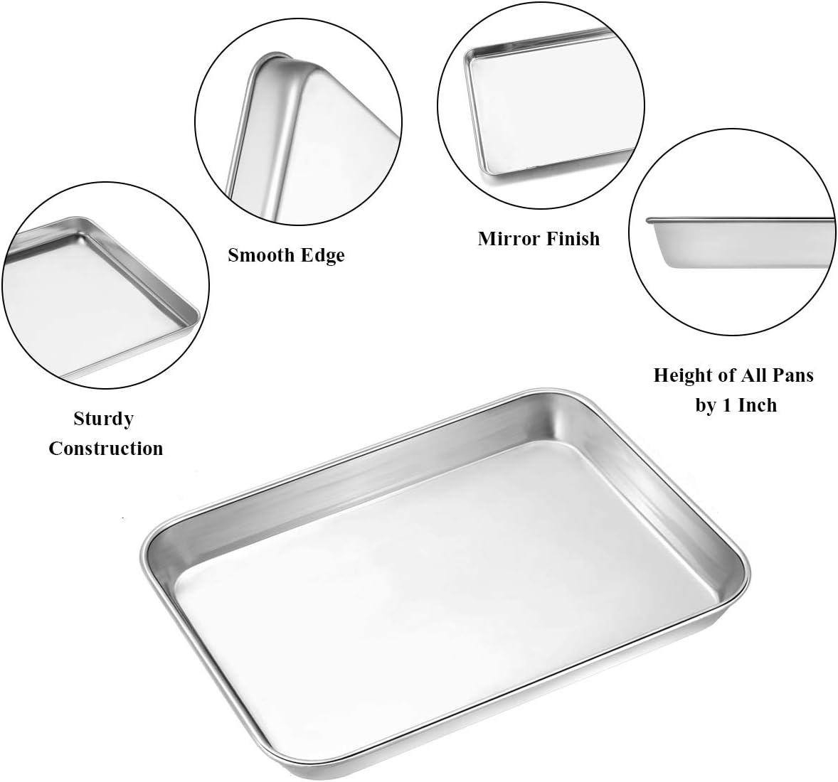 image:imageWildone Baking Sheet Set of 2 Stainless Steel Cookie Sheet Baking Pan Size 16 x 12 x 1 inch Non Toxic amp Heavy Duty amp Mirror Finish amp Rust Free amp Easy Clean9 Inch