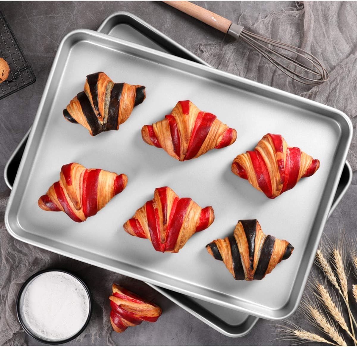 image:imageWildone Baking Sheet Set of 2 Stainless Steel Cookie Sheet Baking Pan Size 16 x 12 x 1 inch Non Toxic amp Heavy Duty amp Mirror Finish amp Rust Free amp Easy Clean20 Inch