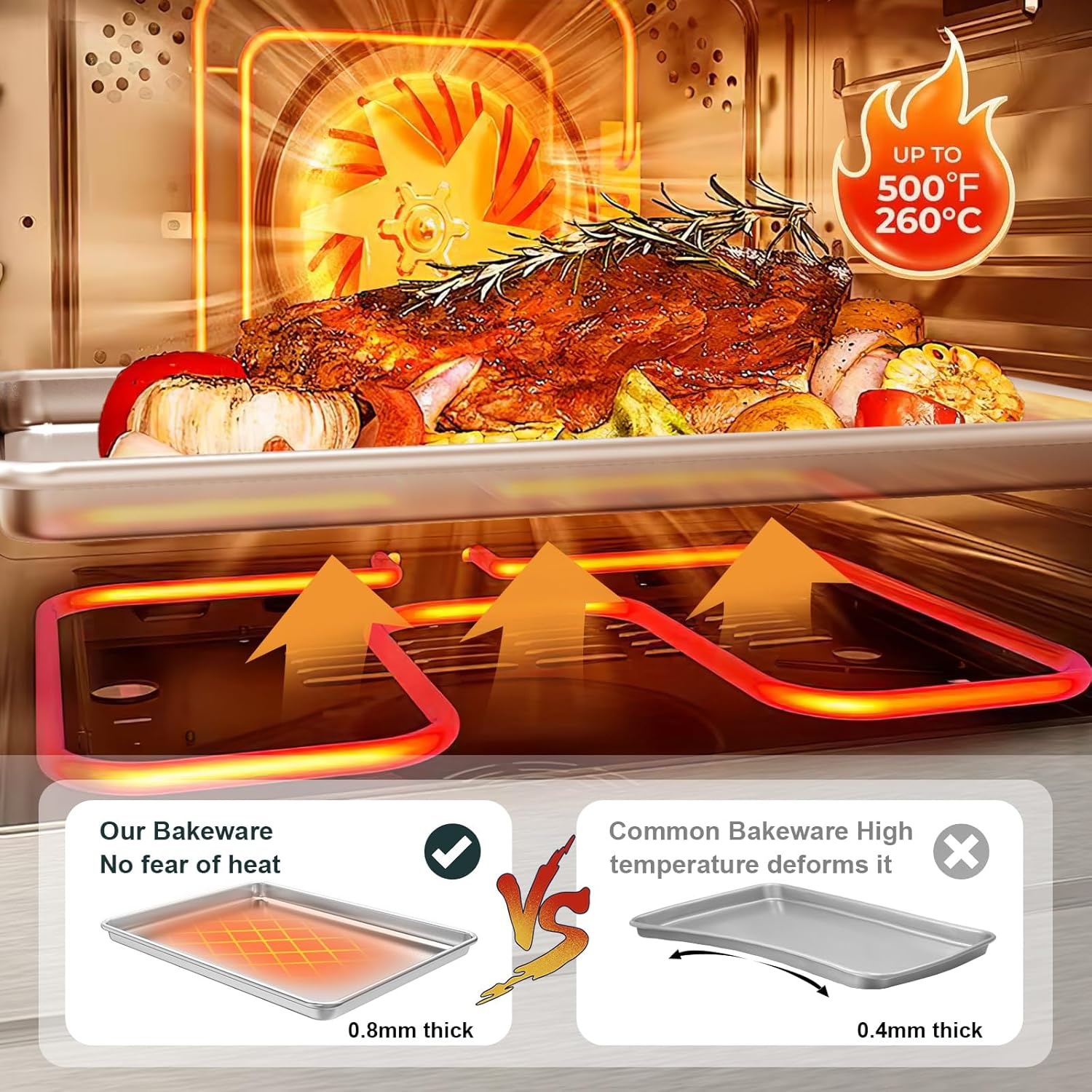 image:imageWildone Baking Sheet with Rack Set 2 Pans 2 Racks Half Sheet Size Natural Aluminum Commercial Quality Cookie Sheet with Cooling Rack Nonstick Baking Pan Warp Resistant amp Heavy Duty