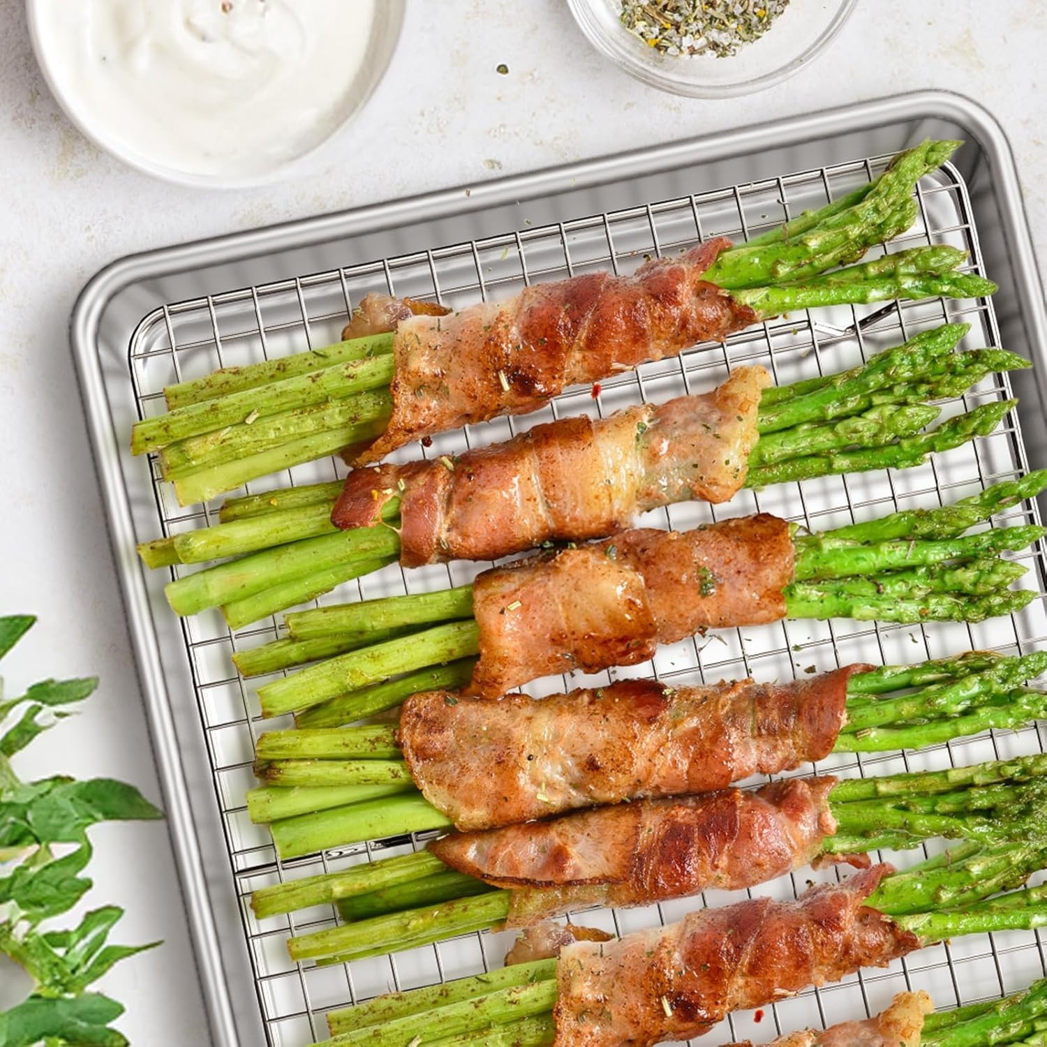 image:imageWildone Baking Sheet with Rack Set 2 Pans 2 Racks Half Sheet Size Natural Aluminum Commercial Quality Cookie Sheet with Cooling Rack Nonstick Baking Pan Warp Resistant amp Heavy Duty