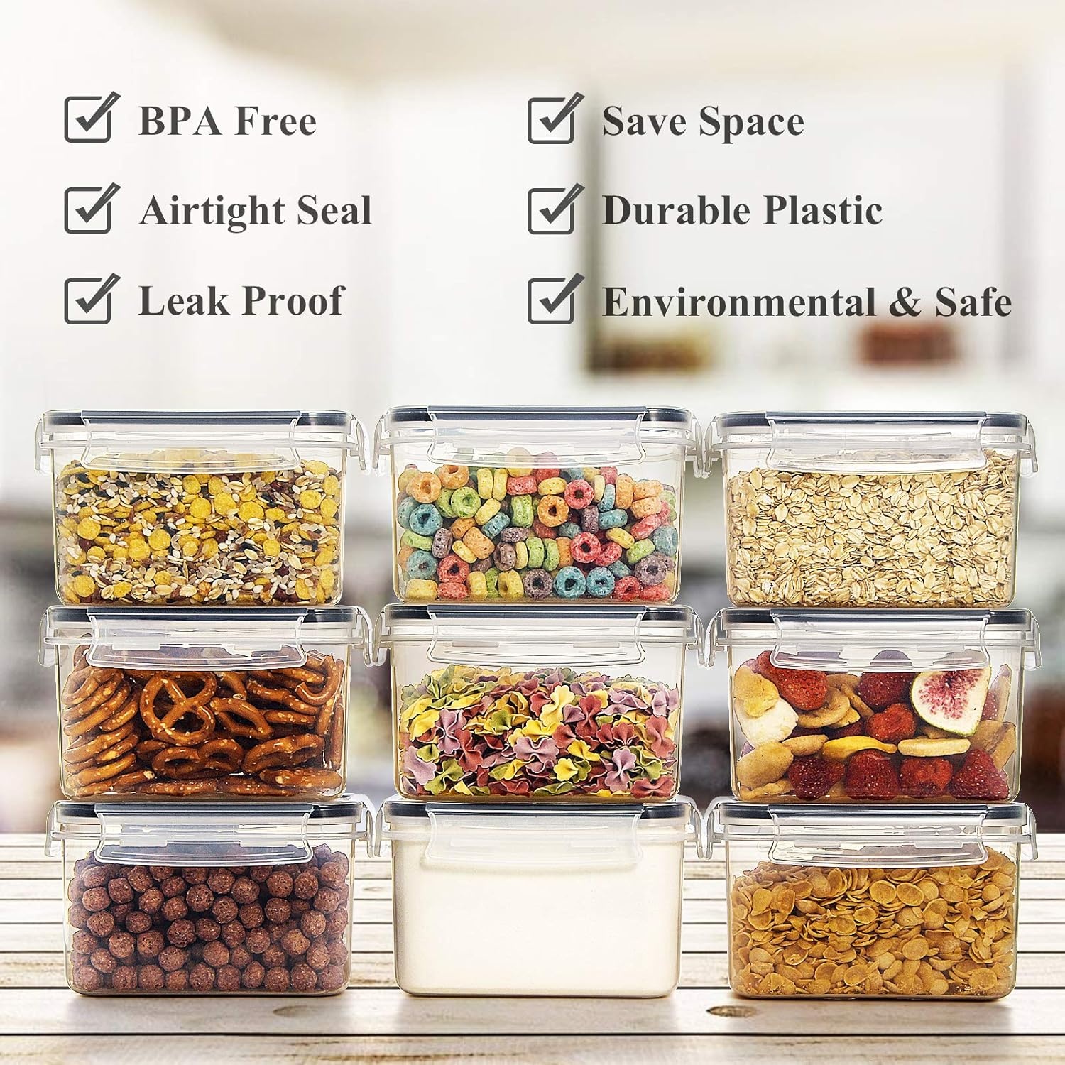 image:imageWildone Cereal amp Dry Food Storage Container Set of 16 08L 338 Cups for Sugar Flour and Baking Supplies Airtight Leakproof amp BPA Free with 20 Labels amp 1 MarkerBlack
