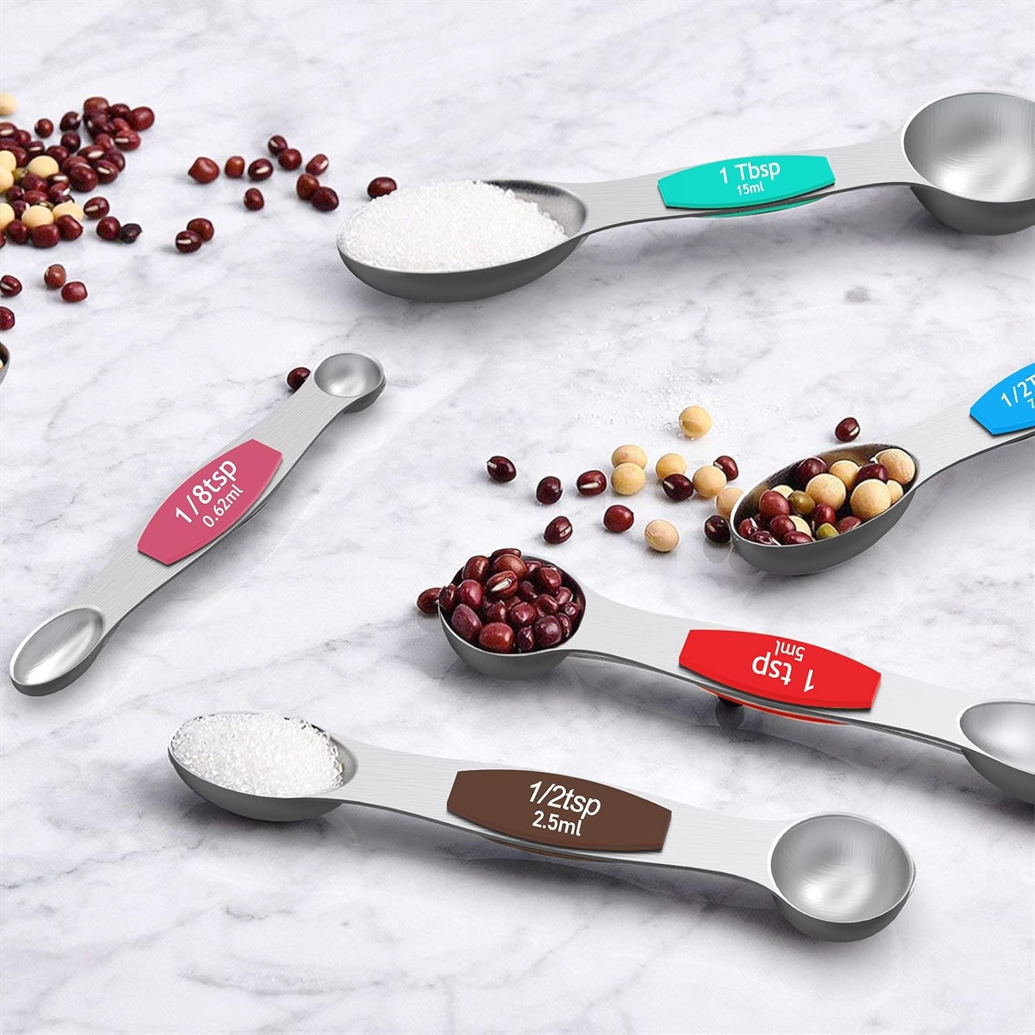 image:imageWildone Measuring Cups and Magnetic Measuring Spoons Set 21Pcs 8 Stainless Measuring Cups 7 Magnetic Measuring Spoons Leveler amp 5 Mini Spoons for Spice Jar and Liquid MulticolorMulticolor