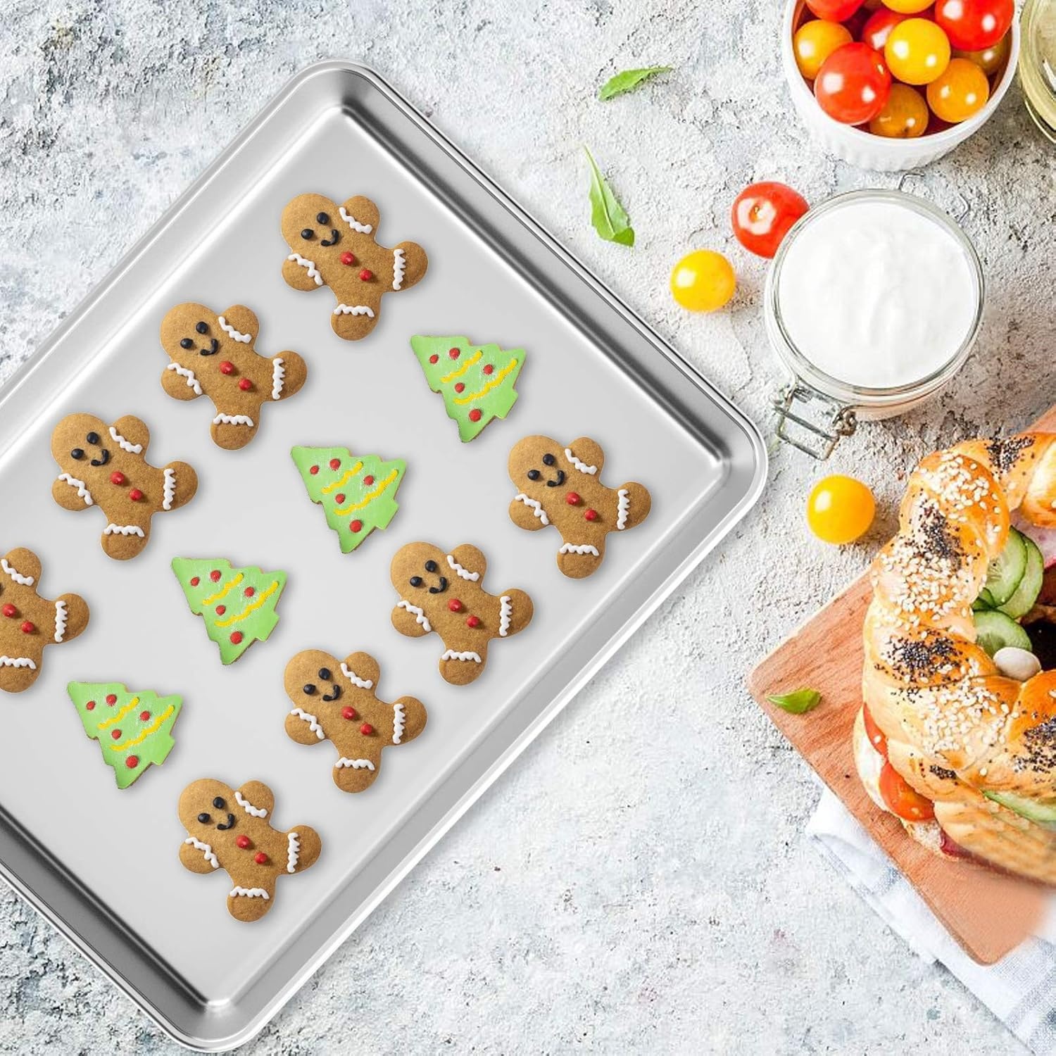 image:imageWildone Sheet Pan Set Baking Sheet Cookie Sheet Baking Pan Toaster Oven Pans 12 PCS Stainless Steel Baking Tray Cookie Pan Heavy Duty amp Dishwasher Safe 9 x 67 x 1 Inches