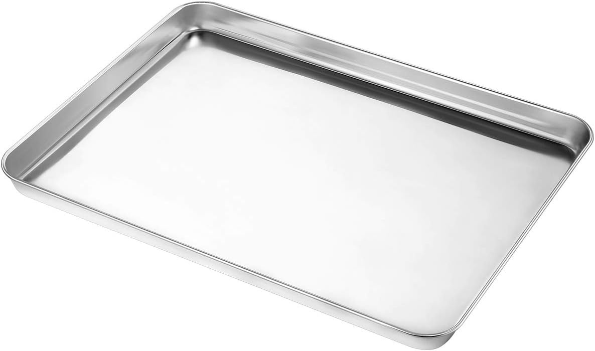 image:imageWildone Sheet Pan Set Baking Sheet Cookie Sheet Baking Pan Toaster Oven Pans 12 PCS Stainless Steel Baking Tray Cookie Pan Heavy Duty amp Dishwasher Safe 9 x 67 x 1 Inches
