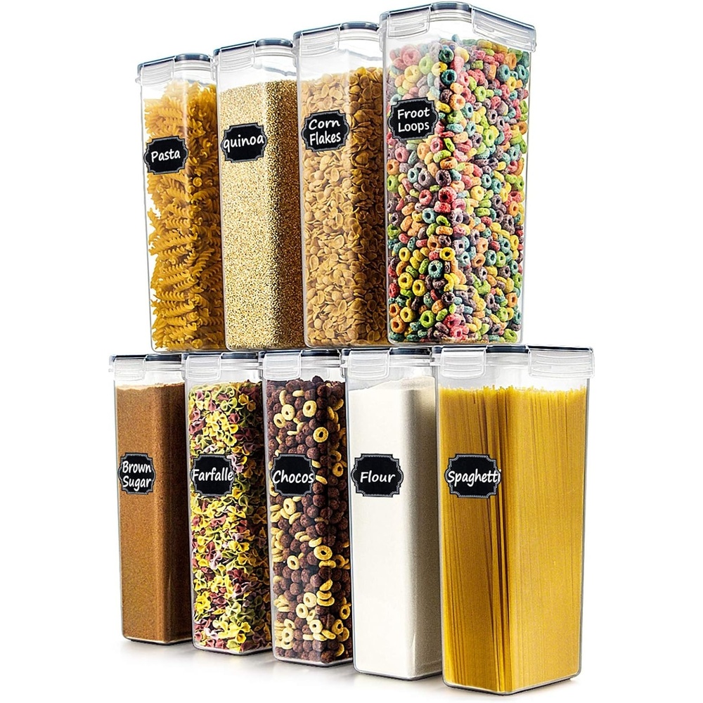 image:imageWildone Airtight Food Storage Containers Set of 9 BPA Free Cereal amp Dry Food Storage Containers 28L 1183 cups for Sugar Flour Snack Baking Supplies with 20 Chalkboard Labels amp 1 MarkerBlack