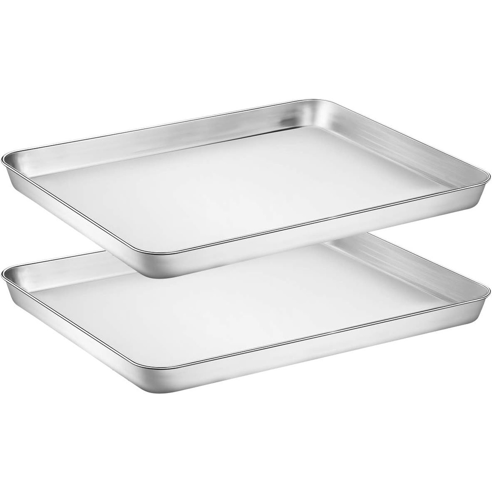 image:imageWildone Baking Sheet Set of 2 Stainless Steel Cookie Sheet Baking Pan Size 16 x 12 x 1 inch Non Toxic amp Heavy Duty amp Mirror Finish amp Rust Free amp Easy Clean18 Inch