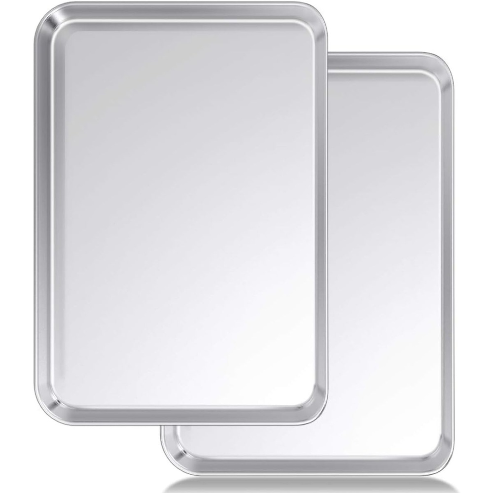 image:imageWildone Baking Sheet Set of 2 Stainless Steel Cookie Sheet Baking Pan Size 16 x 12 x 1 inch Non Toxic amp Heavy Duty amp Mirror Finish amp Rust Free amp Easy Clean20 Inch