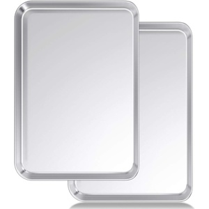 image:imageWildone Baking Sheet Set of 2  Stainless Steel Cookie Sheet Baking Pan Size 16 x 12 x 1 inch Non Toxic amp Heavy Duty amp Mirror Finish amp Rust Free amp Easy Clean20 Inch