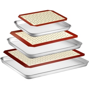 image:imageWildone Baking Sheet with Silicone Mat Set Set of 6 3 Sheets  3 Mats Stainless Steel Cookie Sheet Baking Pan with Silicone Mat Non Toxic amp Heavy Duty amp Easy Clean