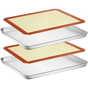 image:imageWildone Baking Sheet with Silicone Mat Set Stainless Steel Cookie Pan with Baking Mat Size 16 x 12 x 1 Inch Set of 42 Sheets  2 Mats18 x 13 x 1 inch