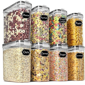 image:imageWildone Cereal amp Dry Food Storage Containers Airtight Cereal Storage Containers Set of 8 25L  854oz for Sugar Flour Snack Baking Supplies Leakproof with Black Locking Lids