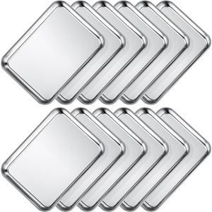 image:imageWildone Sheet Pan Set Baking Sheet Cookie Sheet Baking Pan Toaster Oven Pans 12 PCS Stainless Steel Baking Tray Cookie Pan Heavy Duty amp Dishwasher Safe 9 x 67 x 1 Inches